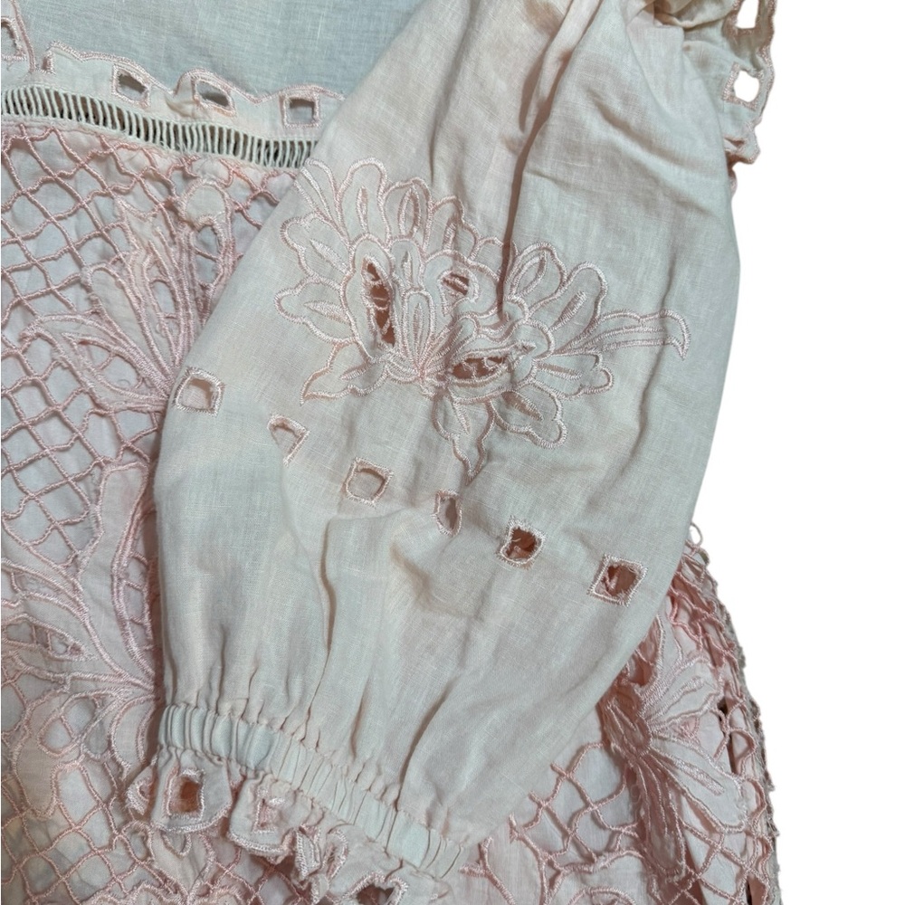 Sundance Blush Pink Embroidered Lace Blouse Romantic Top Sz S - Picture 9 of 11